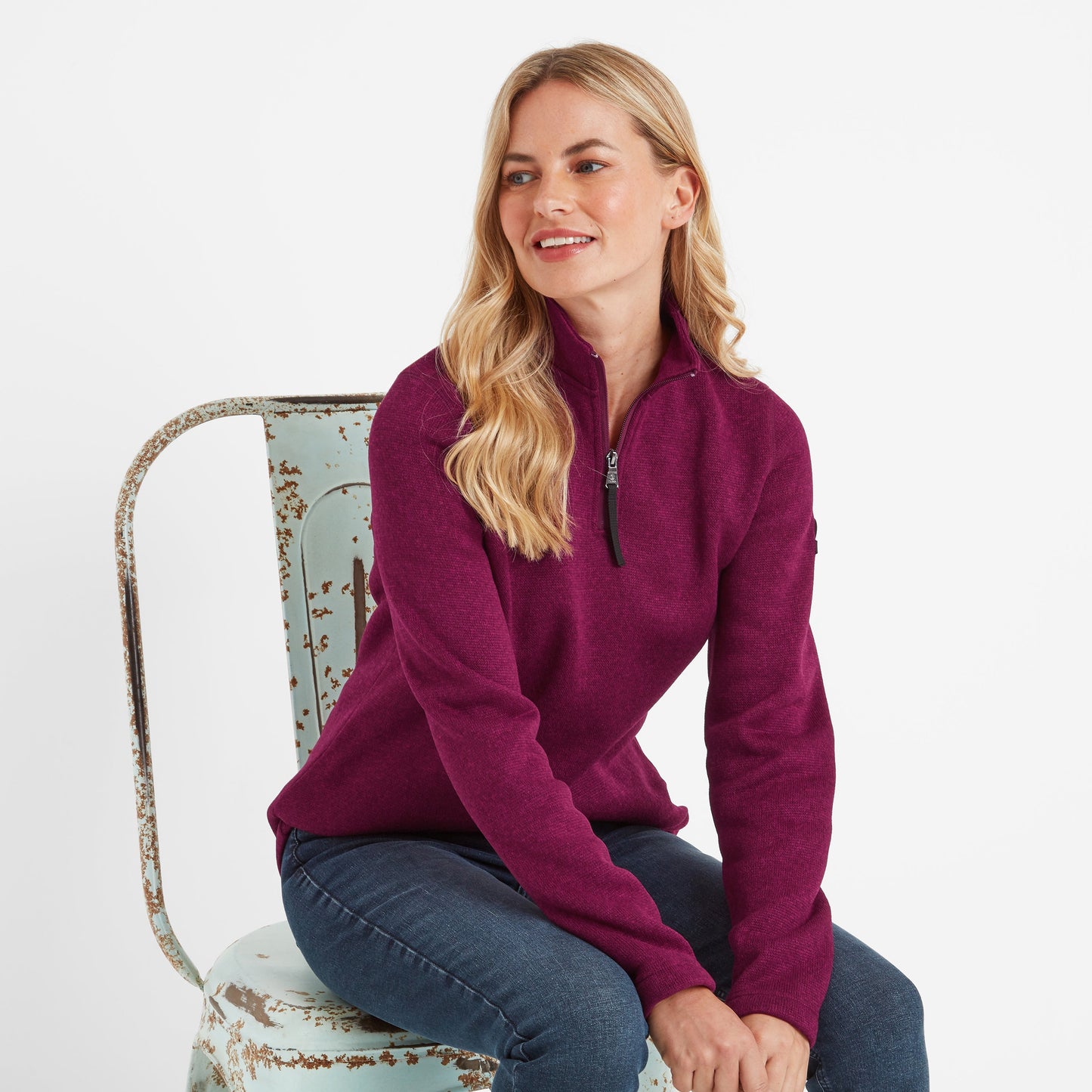Pearson Womens Knitlook Quarter Zip Fleece - Purple Berry Marl