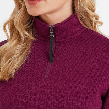 Pearson Womens Knitlook Quarter Zip Fleece - Purple Berry Marl