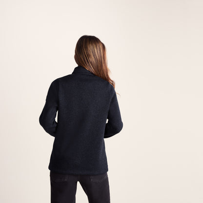Pearson Womens Knitlook Quarter Zip Fleece - Dark Indigo Marl