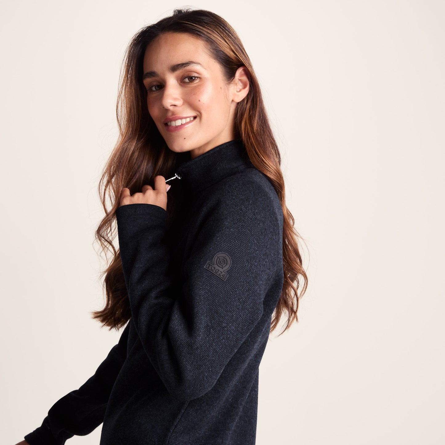 Pearson Womens Knitlook Quarter Zip Fleece - Dark Indigo Marl