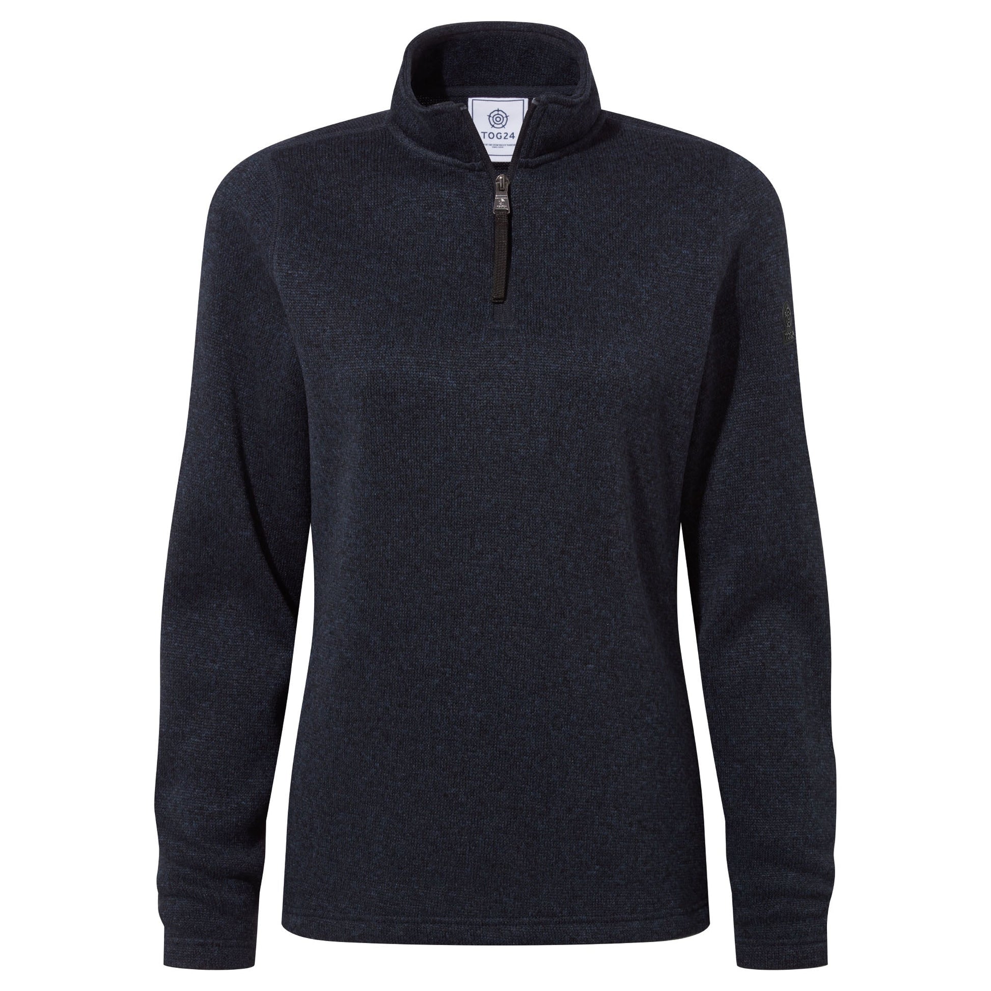 Pearson Womens Knitlook Quarter Zip Fleece - Dark Indigo Marl