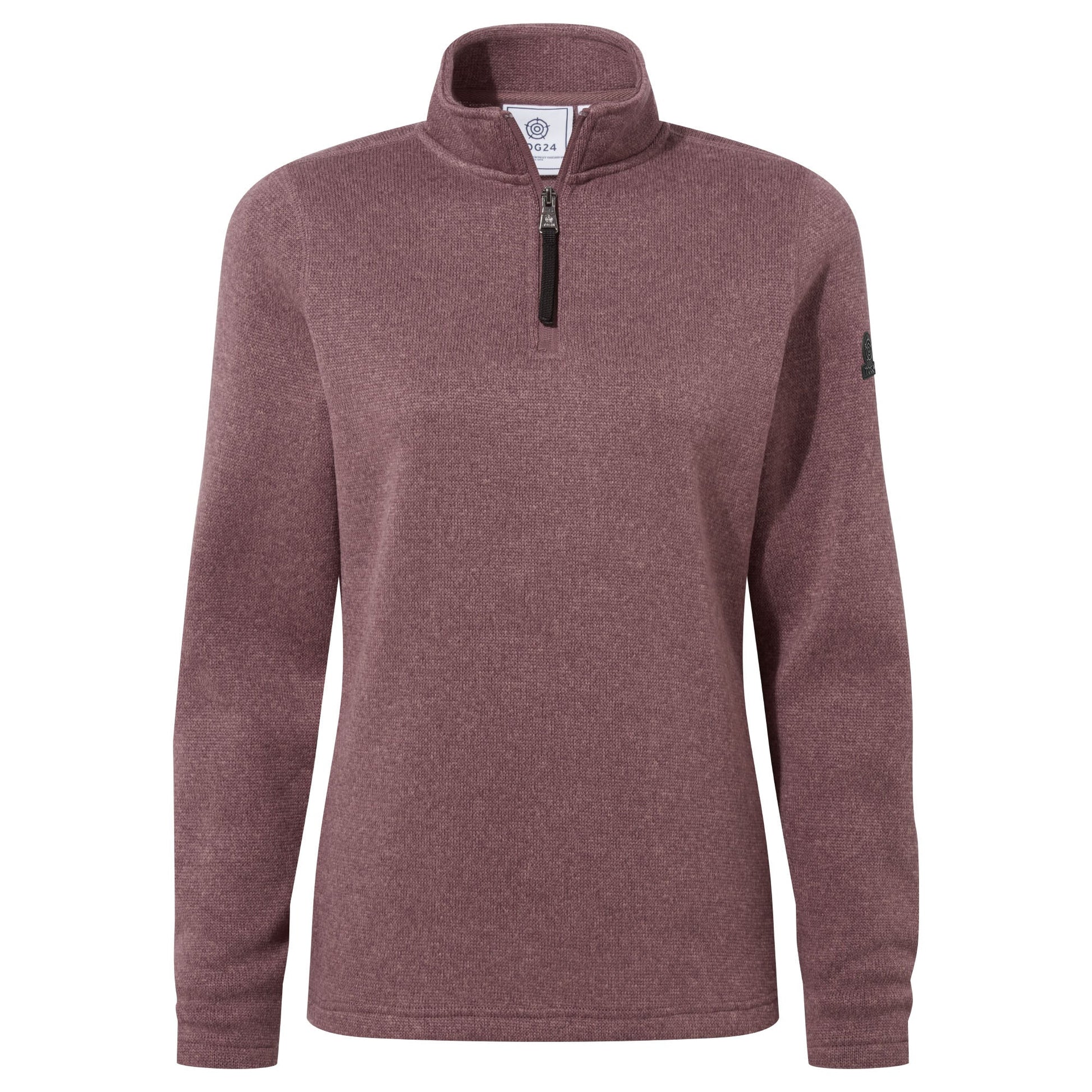 Pearson Womens Knitlook Quarter Zip Fleece - Mauve Marl
