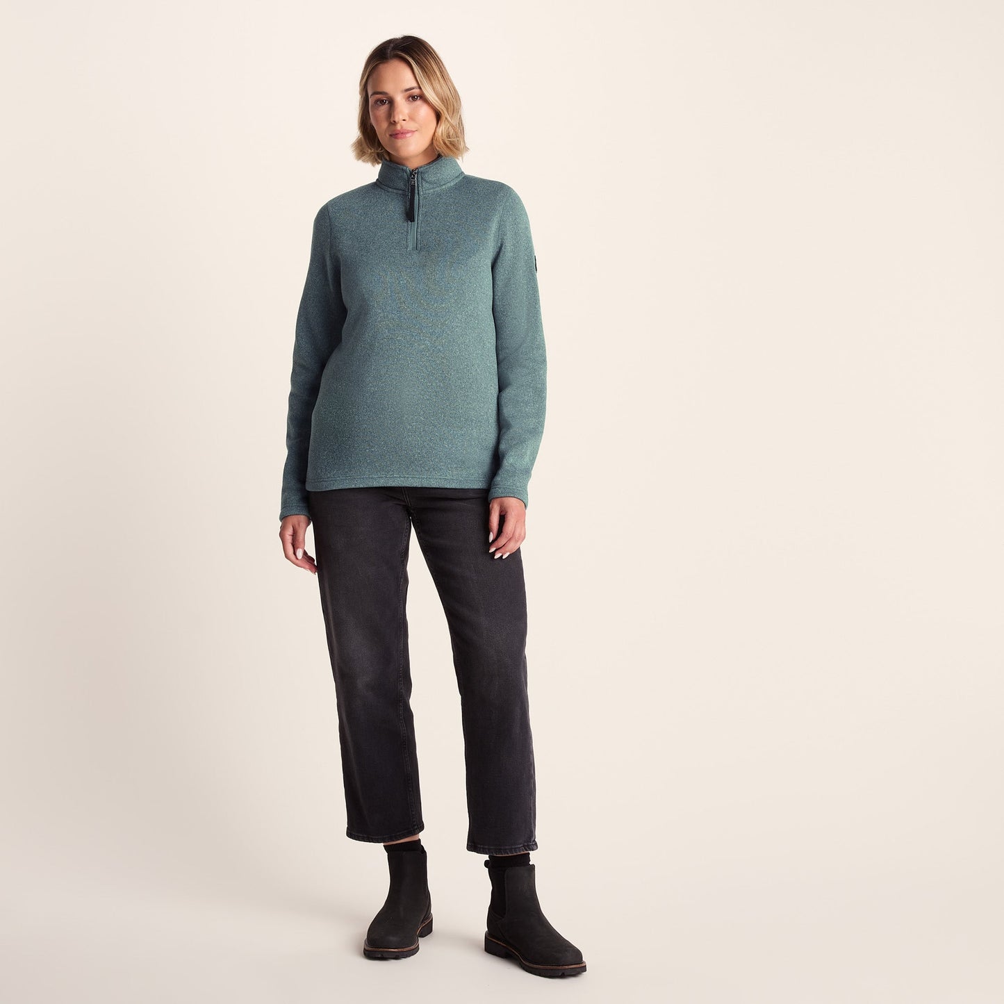 Pearson Womens Knitlook Quarter Zip Fleece - Mist Grey Marl
