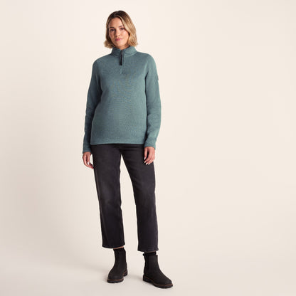 Pearson Womens Knitlook Quarter Zip Fleece - Mist Grey Marl