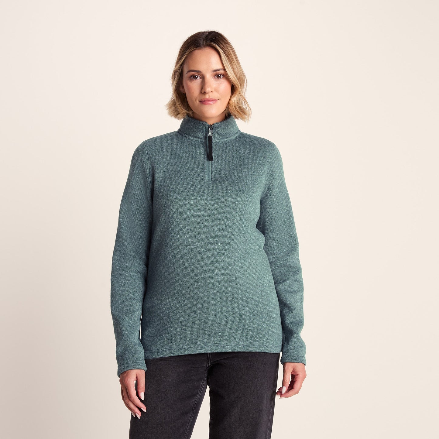 Pearson Womens Knitlook Quarter Zip Fleece - Mist Grey Marl