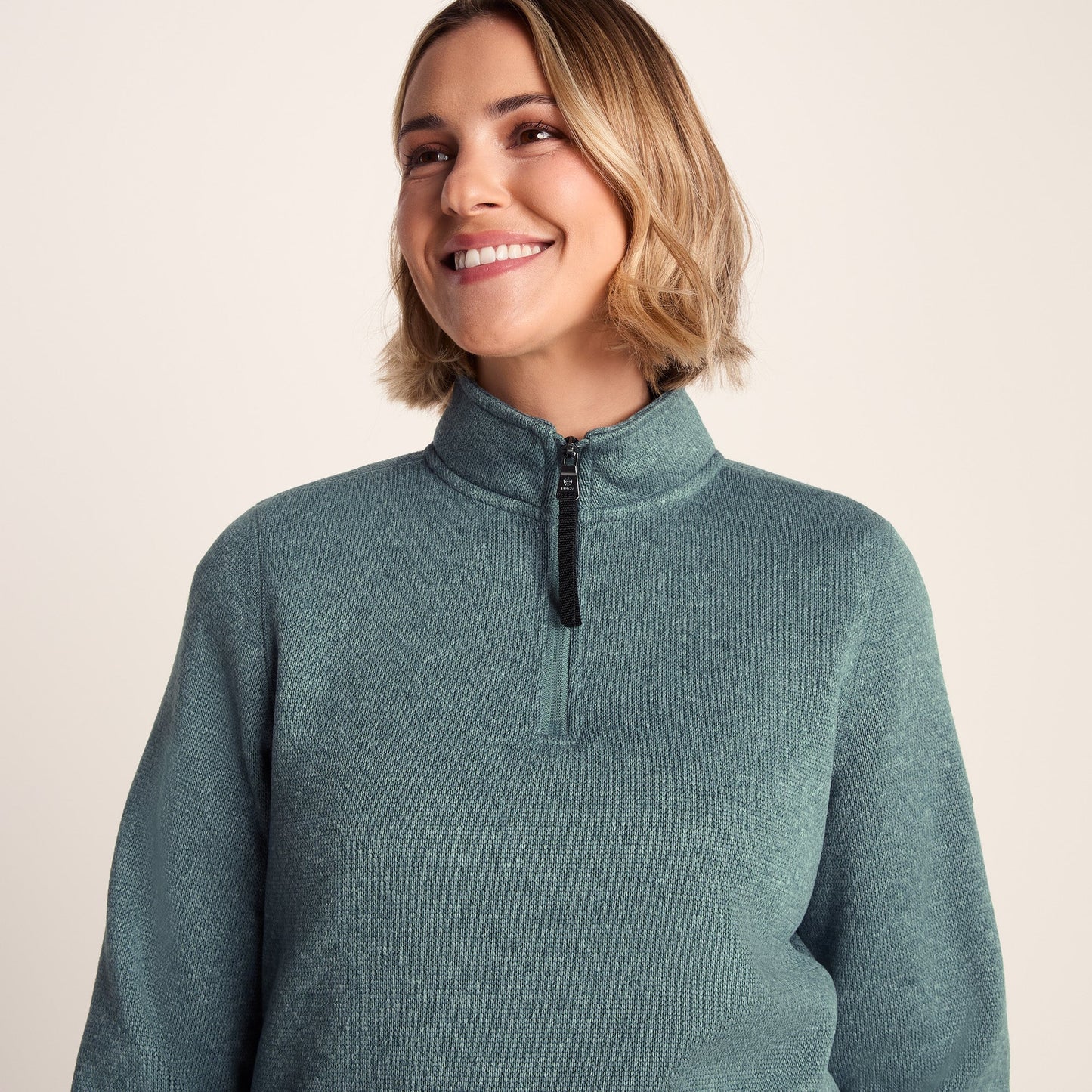 Pearson Womens Knitlook Quarter Zip Fleece - Mist Grey Marl