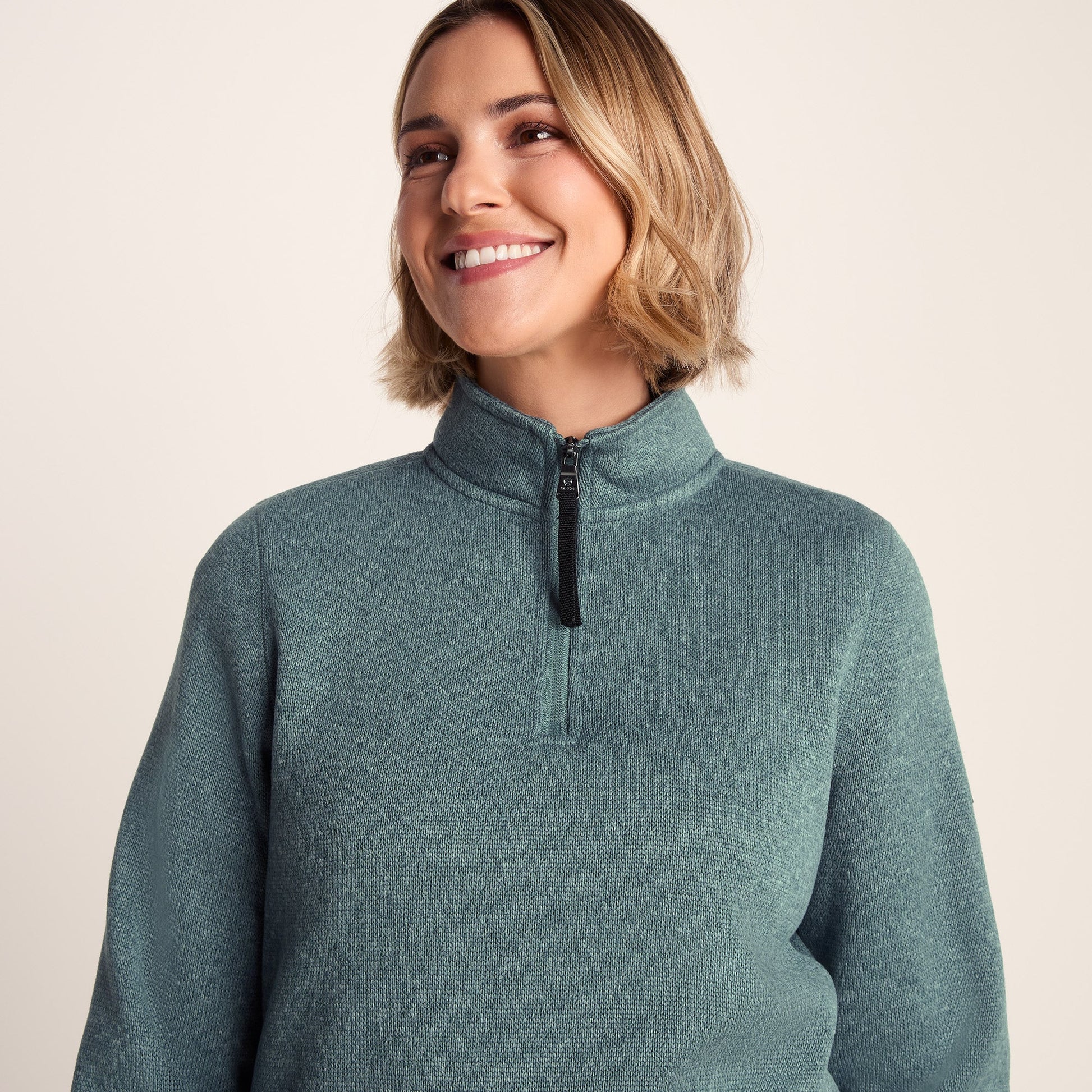 Pearson Womens Knitlook Quarter Zip Fleece - Mist Grey Marl