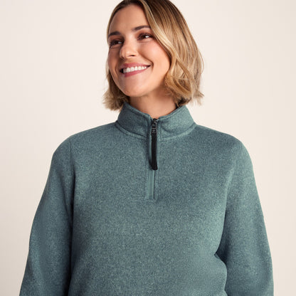 Pearson Womens Knitlook Quarter Zip Fleece - Mist Grey Marl