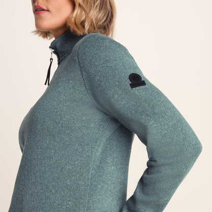 Pearson Womens Knitlook Quarter Zip Fleece - Mist Grey Marl