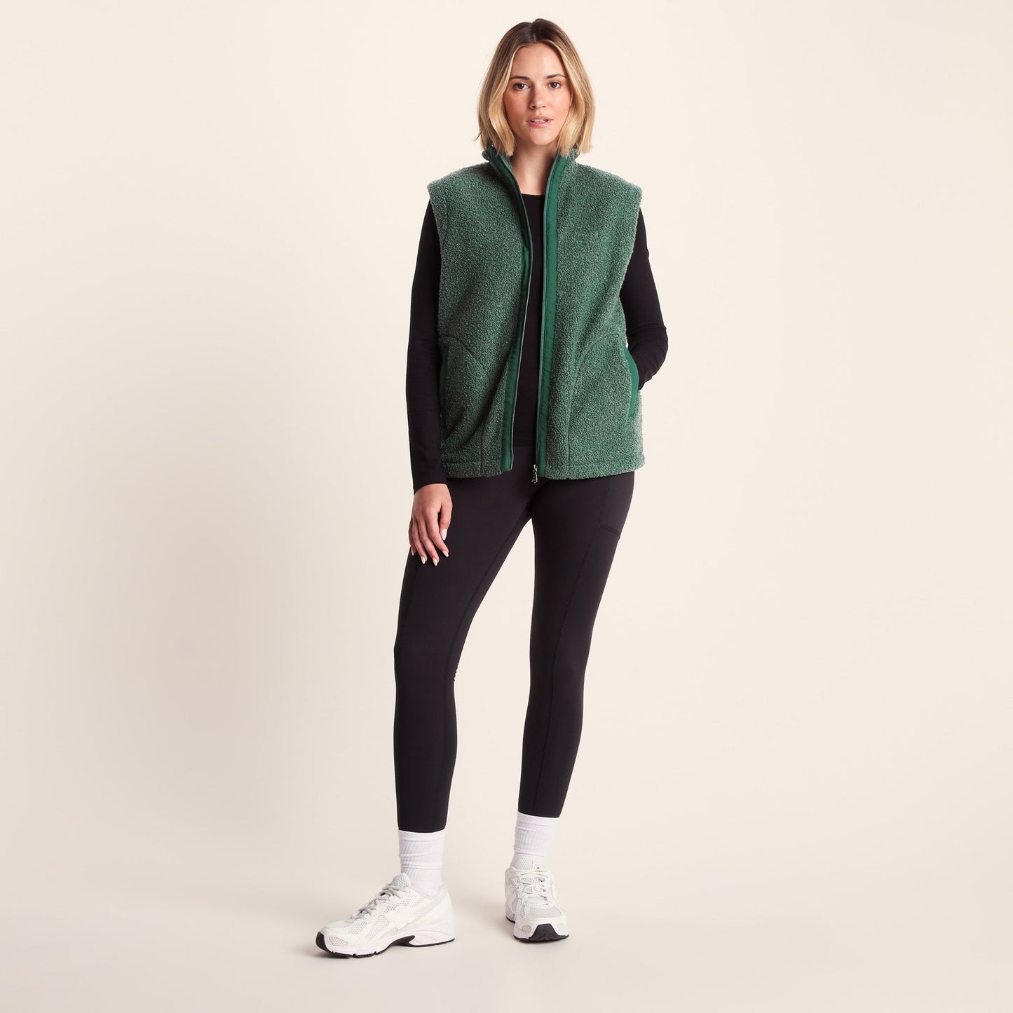 Peyton Womens Relaxed Fit Sherpa Fleece Gilet - Racing Green