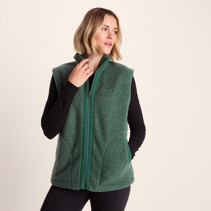 Peyton Womens Relaxed Fit Sherpa Fleece Gilet - Racing Green