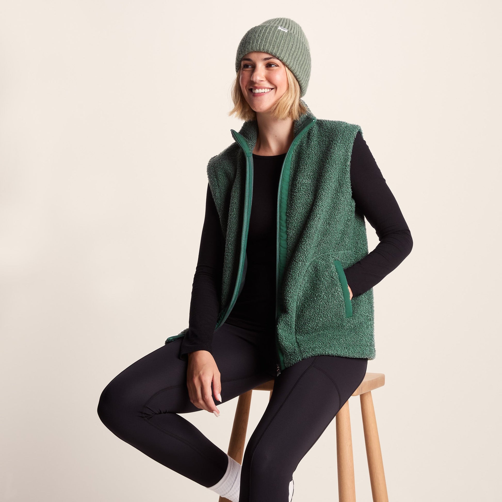 Peyton Womens Relaxed Fit Sherpa Fleece Gilet - Racing Green