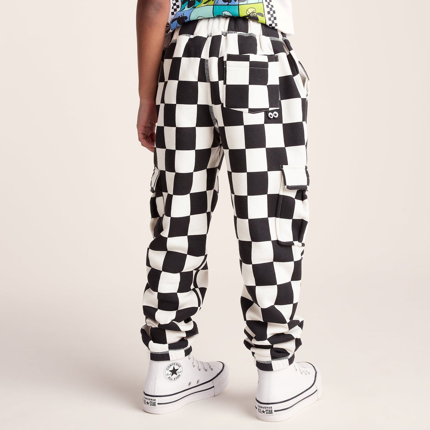 Polypay Kids Shaun the Sheep Sweat Pant - Black Woolly Checkerboard