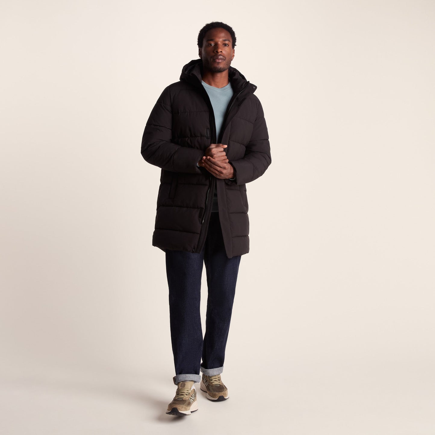 Preece Mens Long Shower Resistant Insulated Jacket - Black