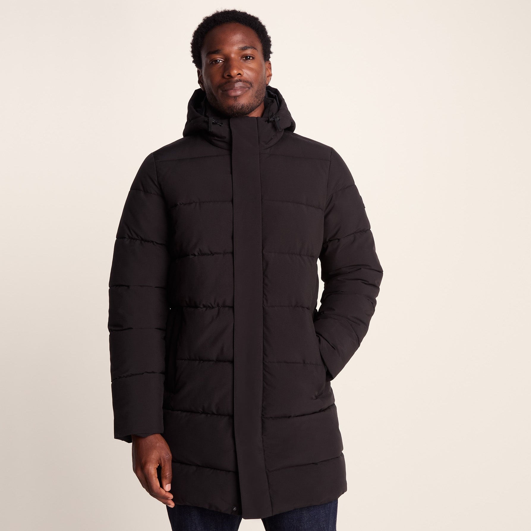 Preece Mens Long Shower Resistant Insulated Jacket - Black