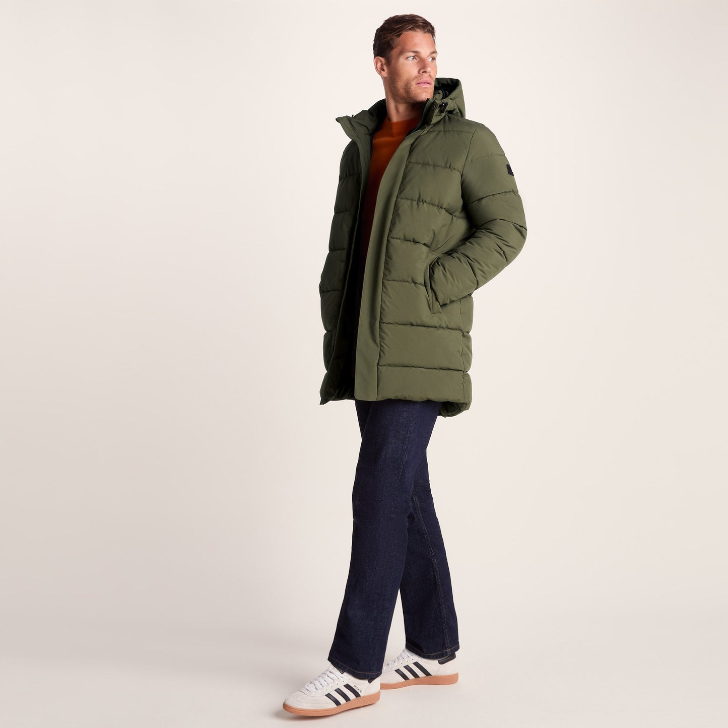 Preece Mens Long Shower Resistant Insulated Jacket - Khaki