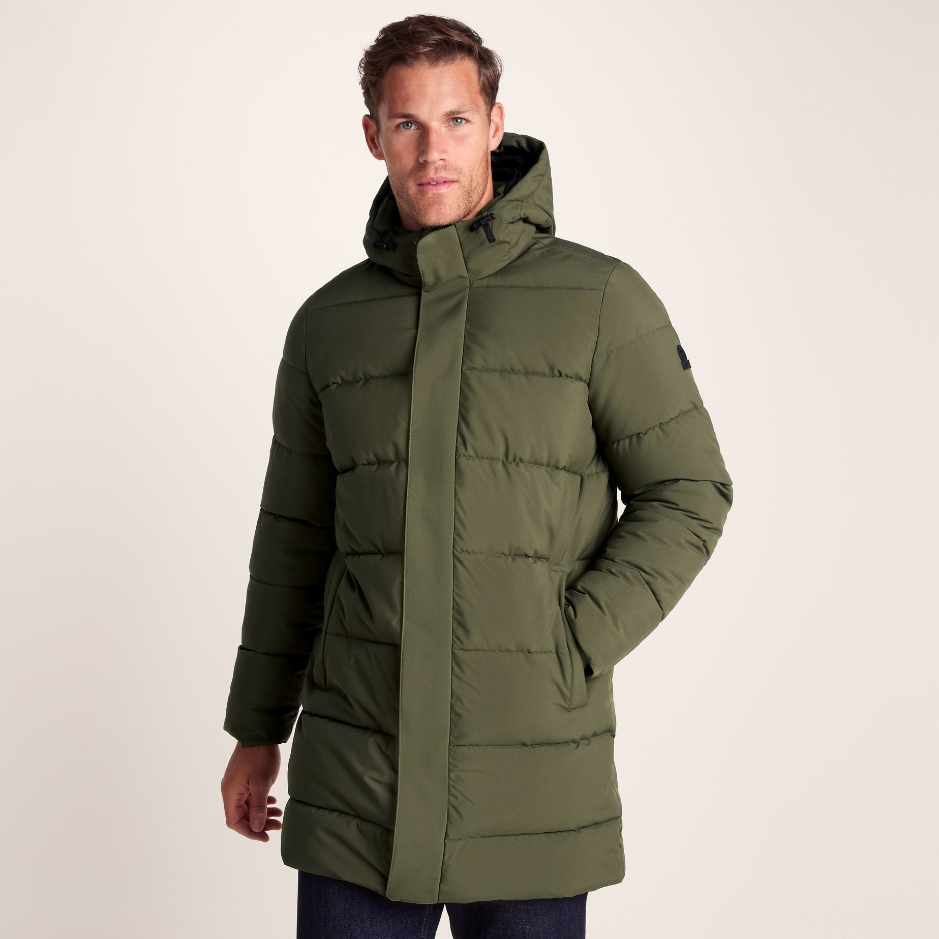 Preece Mens Long Shower Resistant Insulated Jacket - Khaki