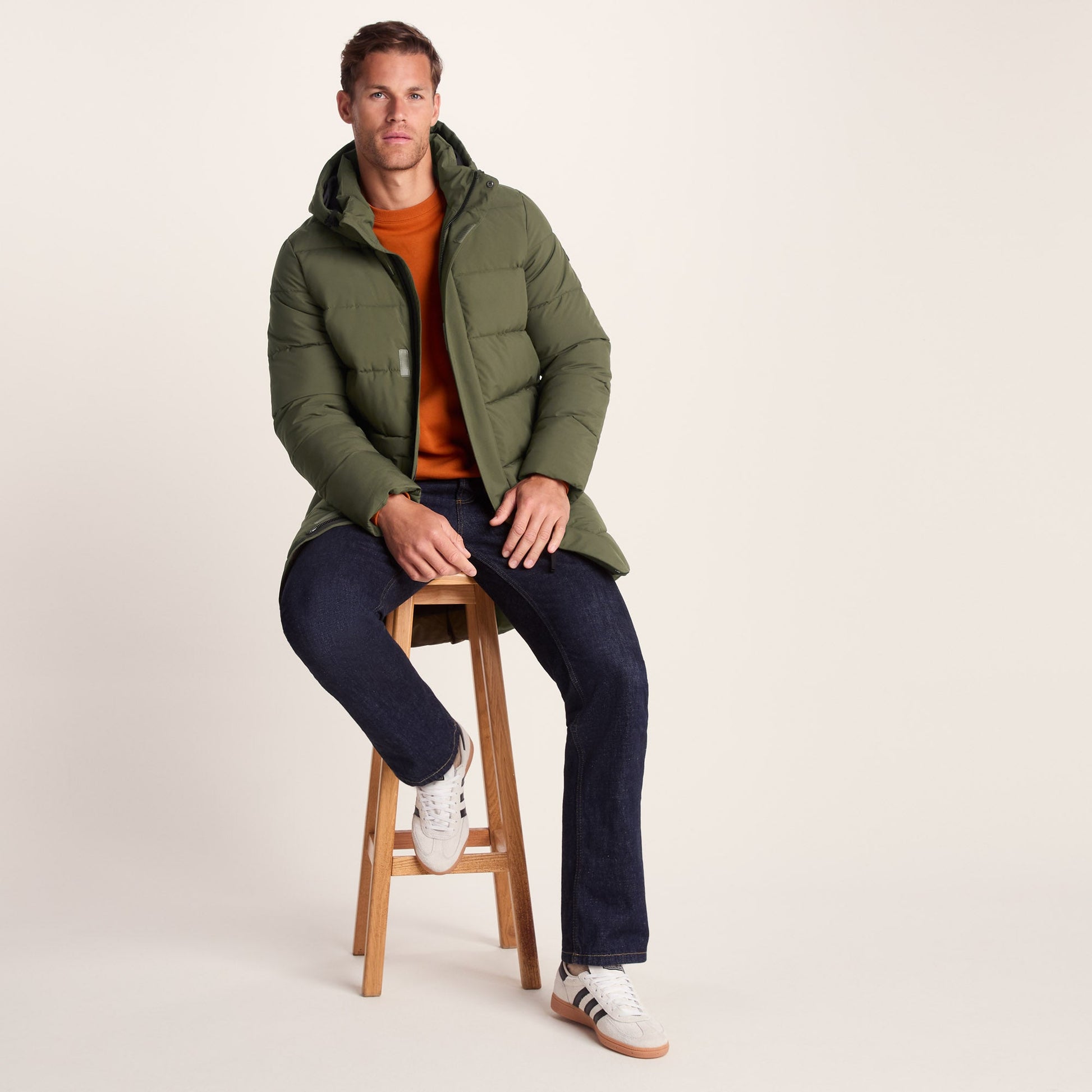 Preece Mens Long Shower Resistant Insulated Jacket - Khaki