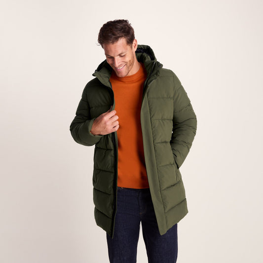 Preece Mens Long Shower Resistant Insulated Jacket - Khaki