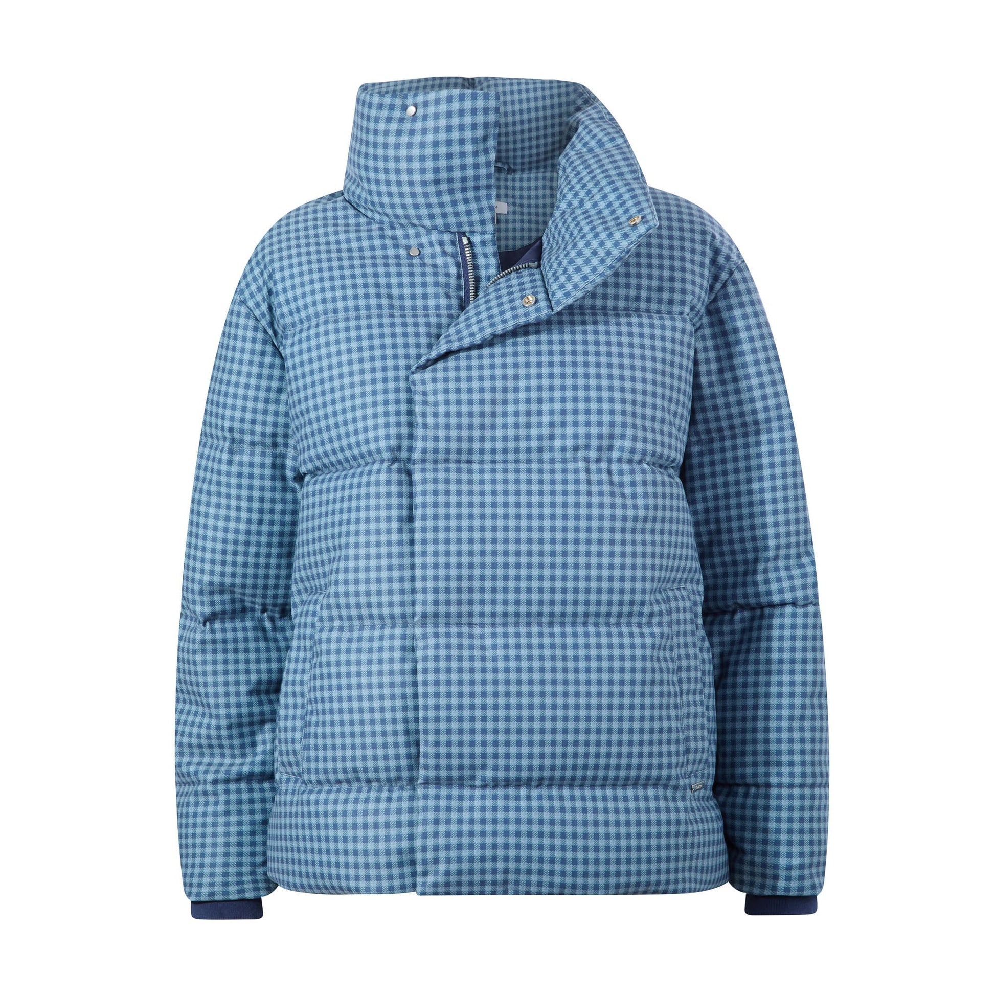 Radcliffe Womens Gingham Check Insulated Padded Jacket - Navy/Grey Gingham