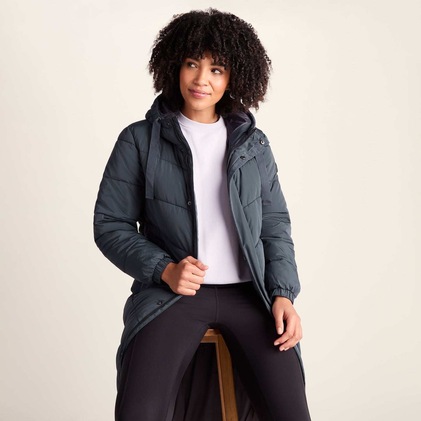 Raleigh Womens Long Insulated Jacket - Washed Blue