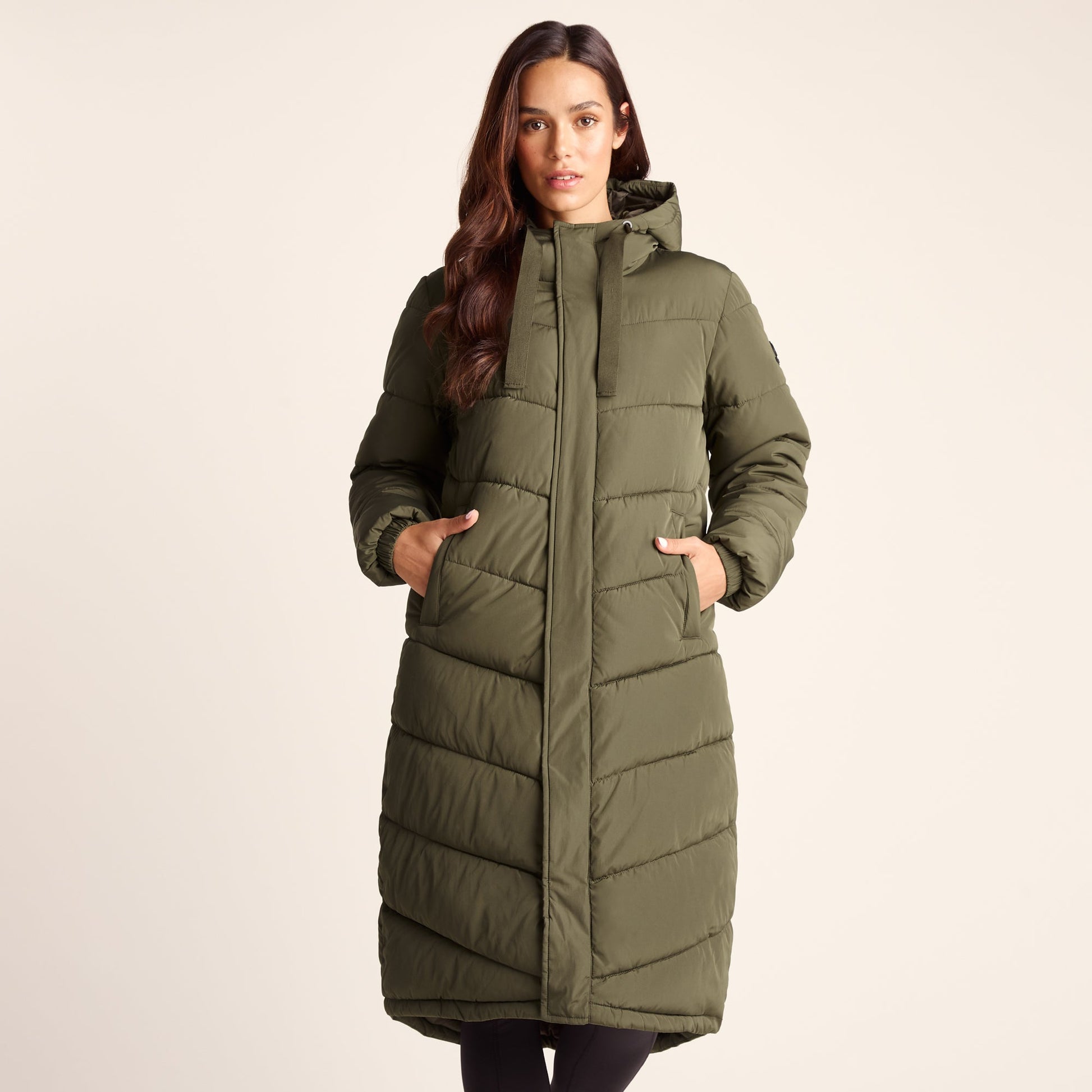 Raleigh Womens Long Insulated Jacket - Khaki