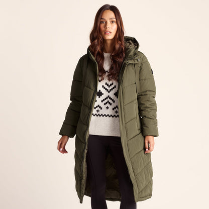 Raleigh Womens Long Insulated Jacket - Khaki