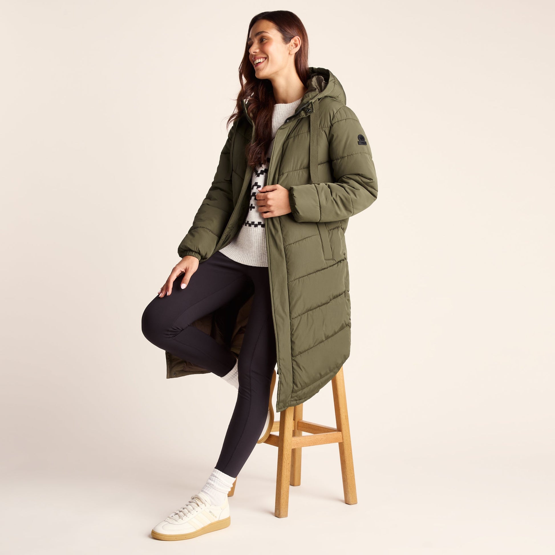 Raleigh Womens Long Insulated Jacket - Khaki