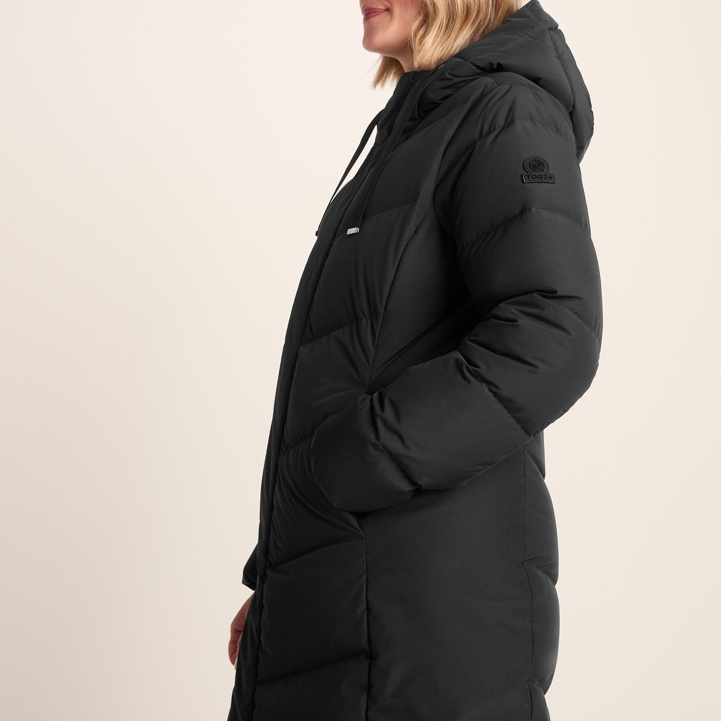 Raleigh Luxe Womens Long Shower Resistant Down Insulated Jacket - Black