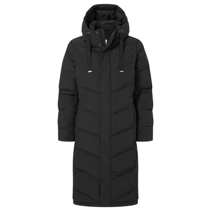 Raleigh Luxe Womens Long Shower Resistant Down Insulated Jacket - Black
