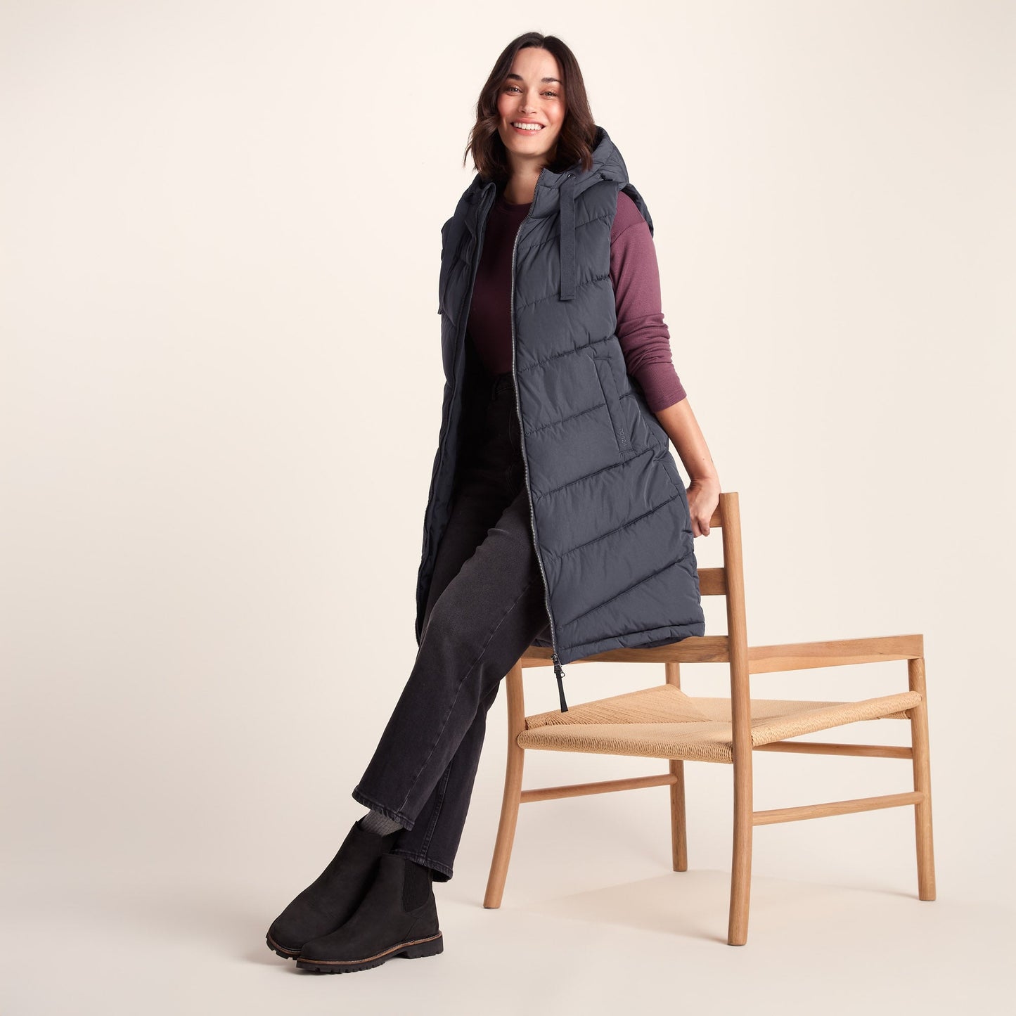 Ranskill Womens Long Insulated Gilet - Washed Blue