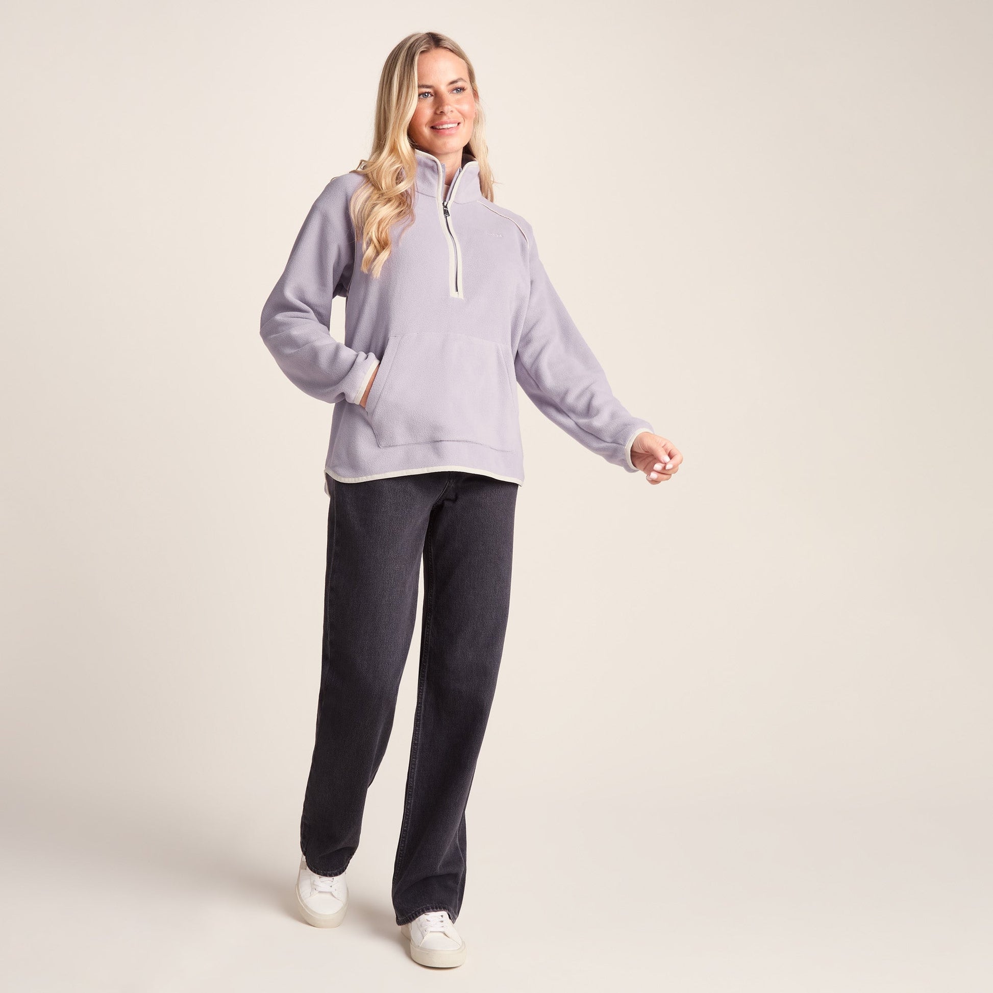 Rawson Womens Relaxed Fit Microfleece Zip Neck - Lavender Grey