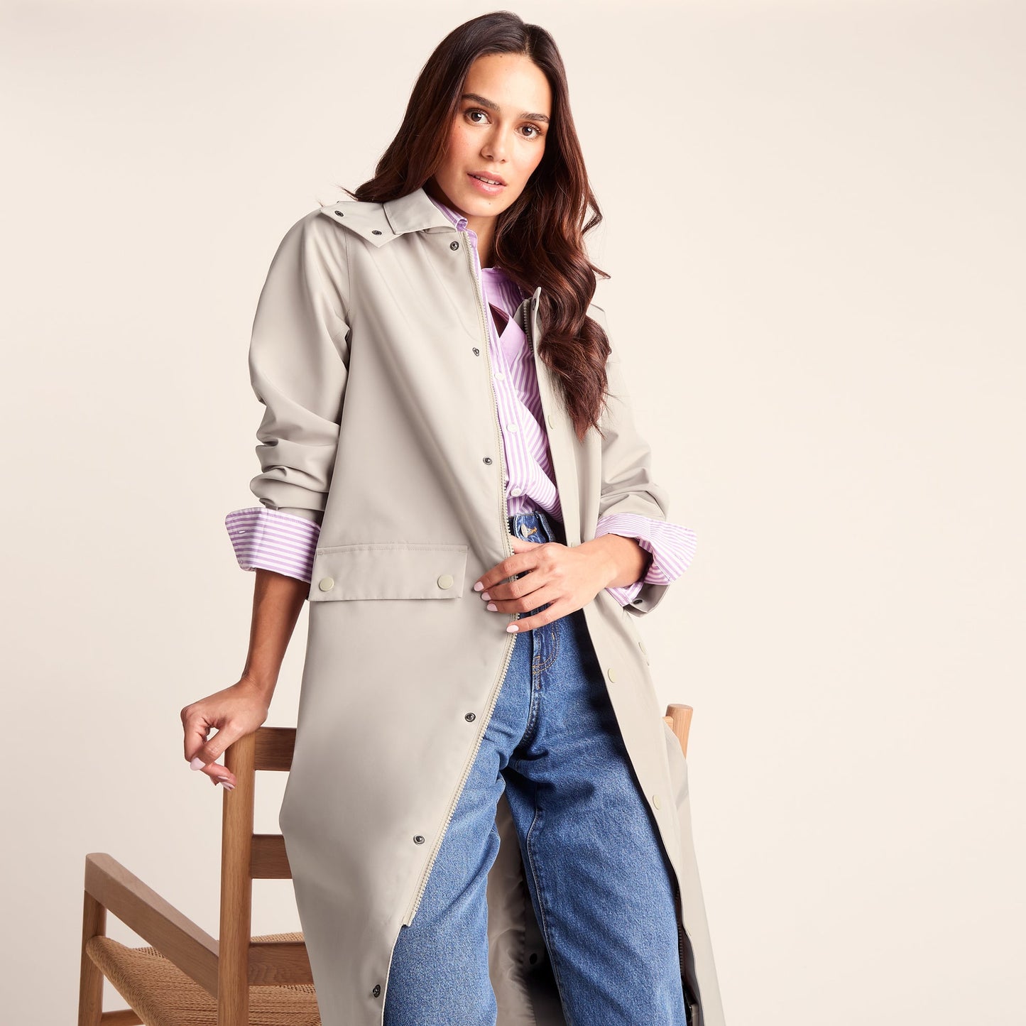 Remi Womens Classic Waterproof Car Coat - Cool Beige