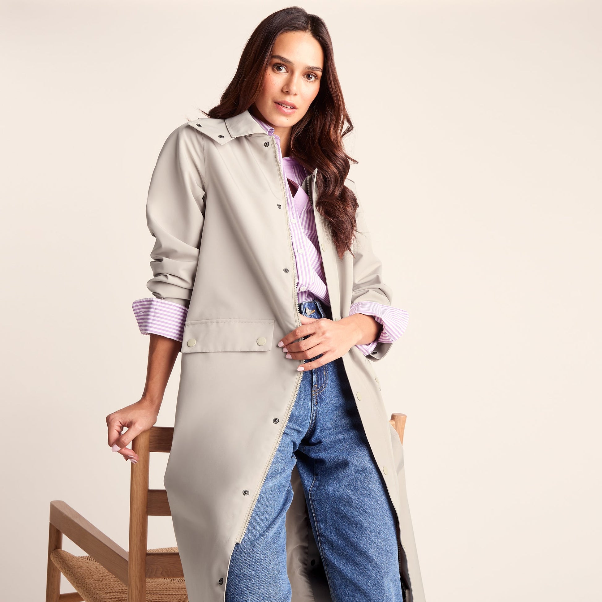 Remi Womens Classic Waterproof Car Coat - Cool Beige
