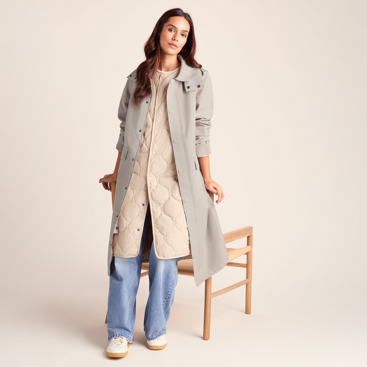Remi Womens Classic Waterproof Car Coat - Cool Beige