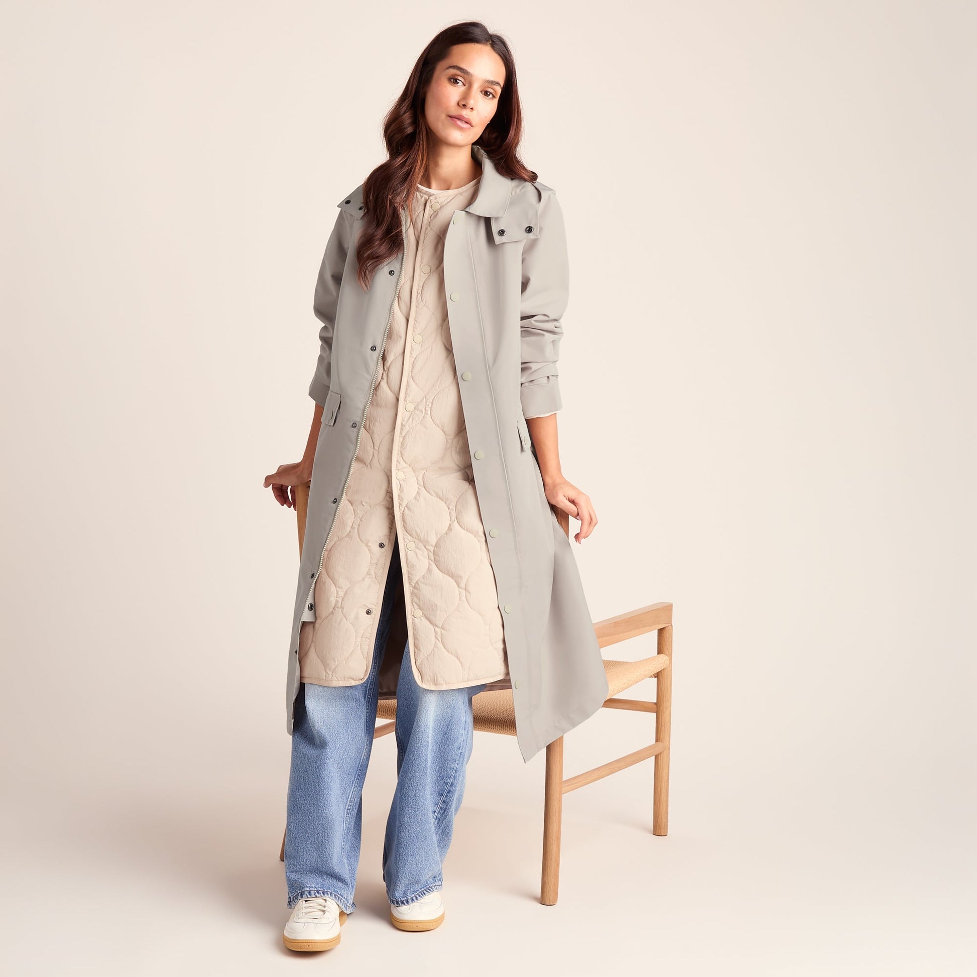 Remi Womens Classic Waterproof Car Coat - Cool Beige