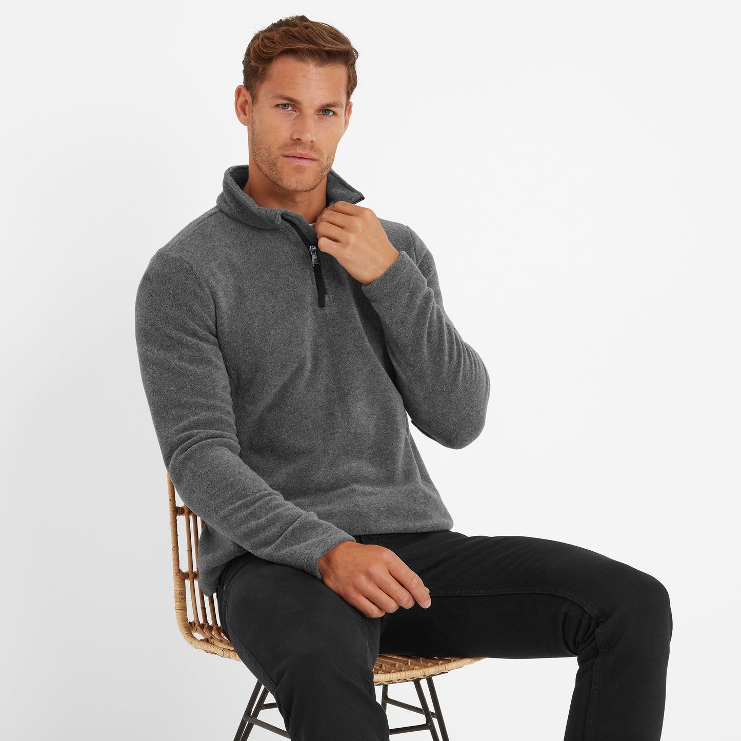 Revive Mens Quarter Zip Fleece - Grey Marl
