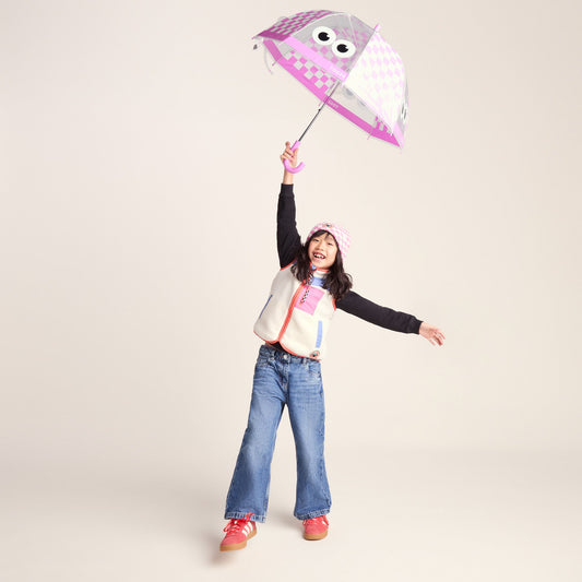 Romney Kids Shaun the Sheep Umbrella - Pink White Checkerboard