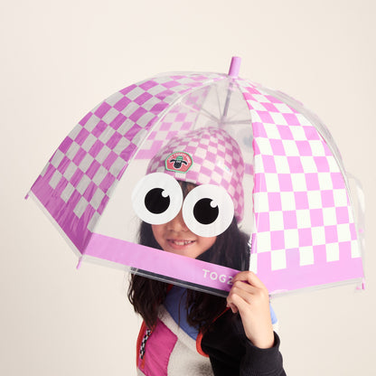Romney Kids Shaun the Sheep Umbrella - Pink White Checkerboard