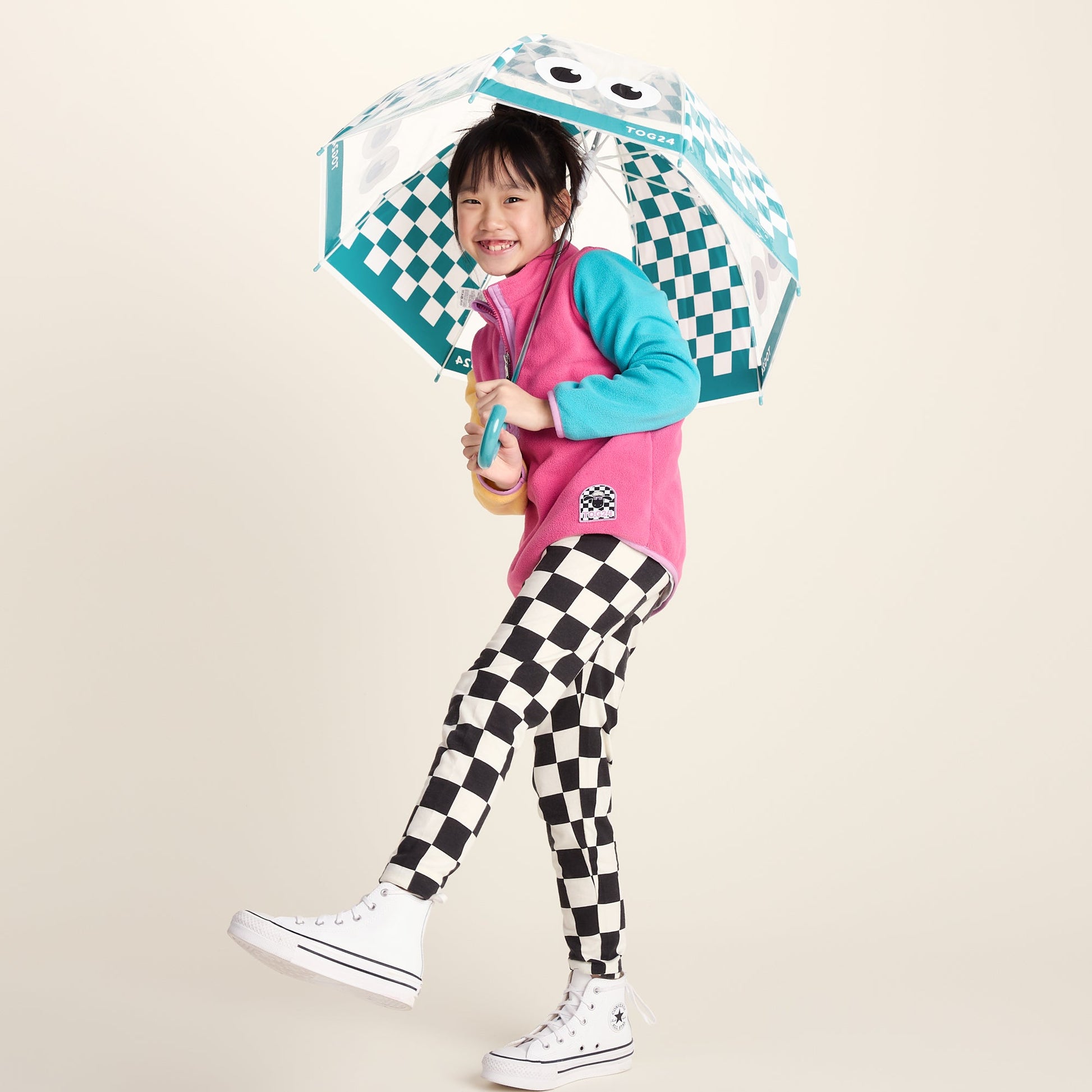 Romney Kids Shaun the Sheep Umbrella - Spearmint Checkerboard