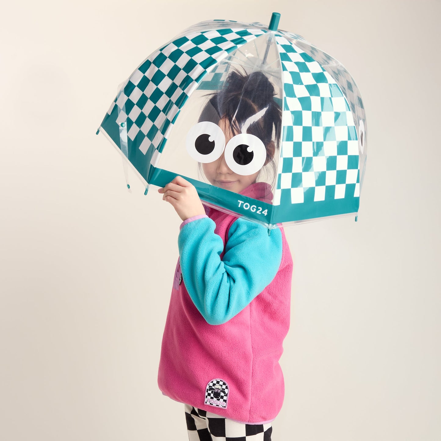 Romney Kids Shaun the Sheep Umbrella - Spearmint Checkerboard