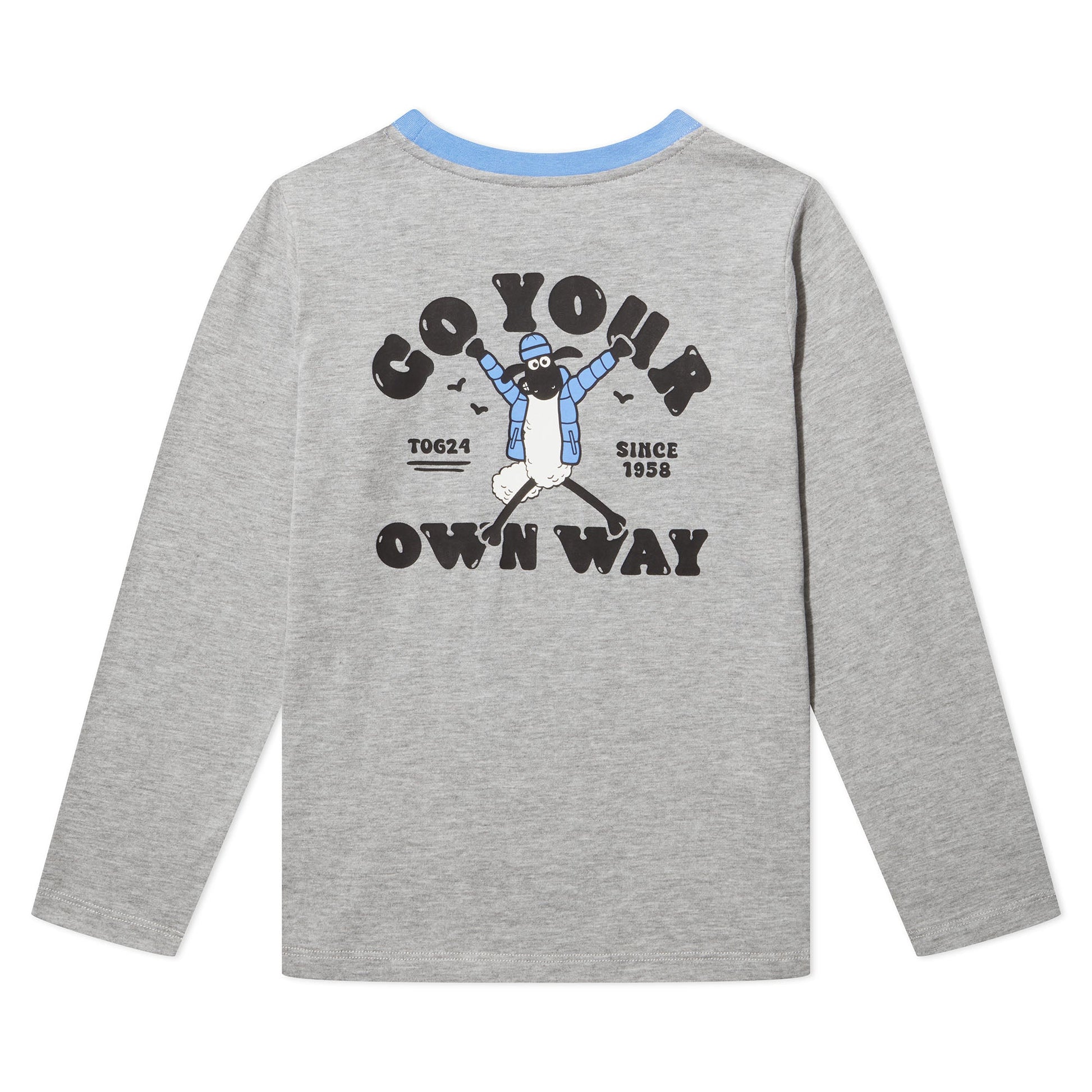 Ryeland Kids Shaun the Sheep T-Shirt LS - Dark Grey Marl