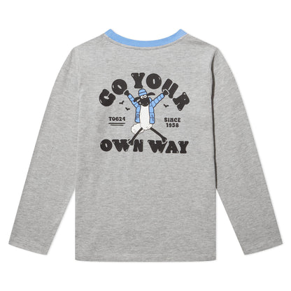 Ryeland Kids Shaun the Sheep T-Shirt LS - Dark Grey Marl