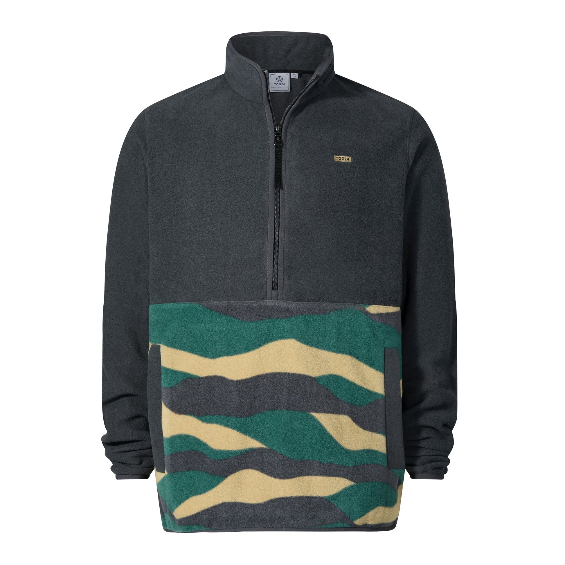 Ryle Mens Relaxed Fit Microfleece Zip Neck - Deep Slate