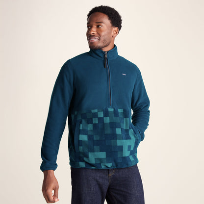 Ryle Mens Relaxed Fit Microfleece Zip Neck - Inky Blue