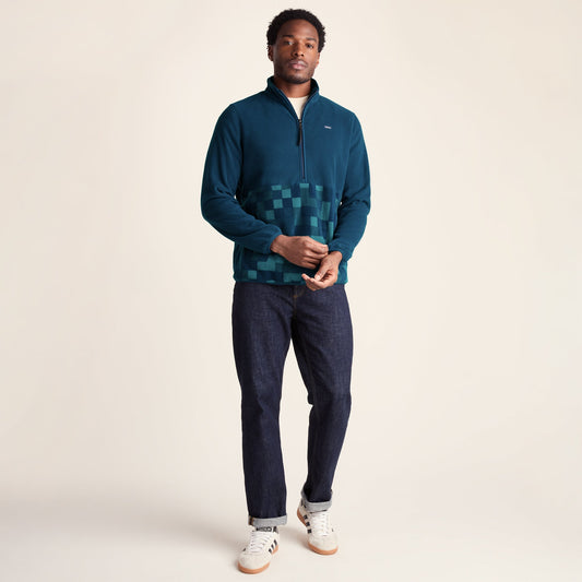 Ryle Mens Relaxed Fit Microfleece Zip Neck - Inky Blue