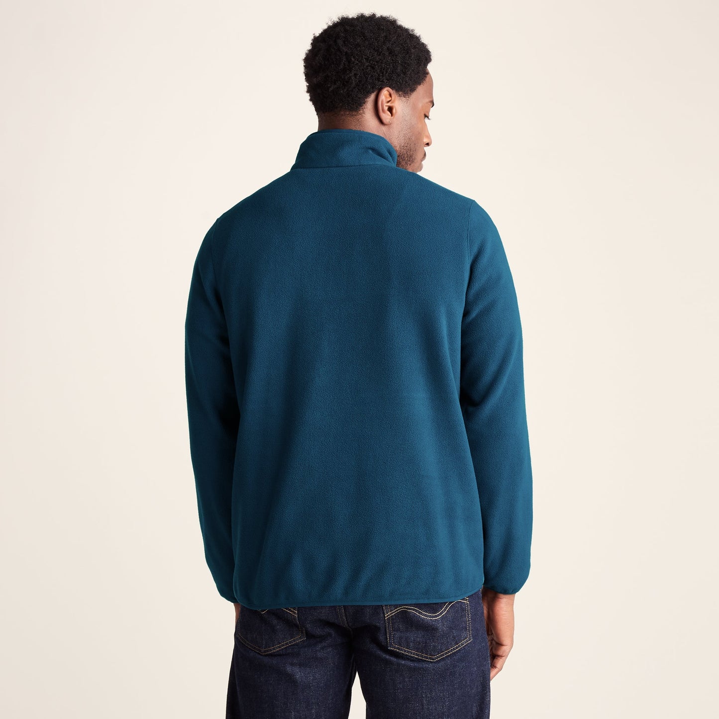 Ryle Mens Relaxed Fit Microfleece Zip Neck - Inky Blue