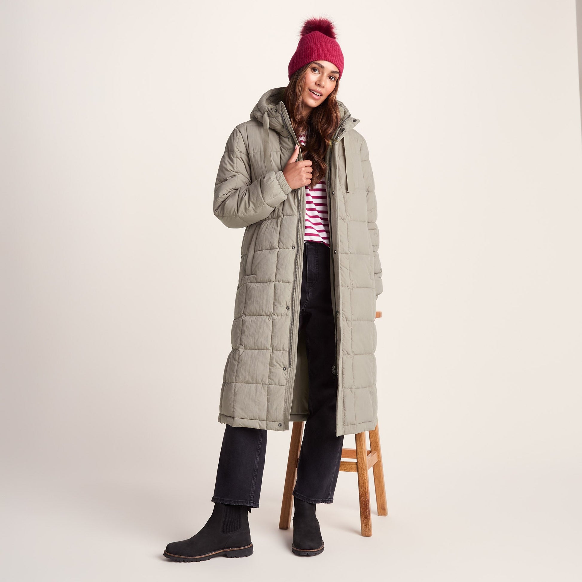 Saga Womens Long Shower Resistant Insulated Jacket - Dark Taupe