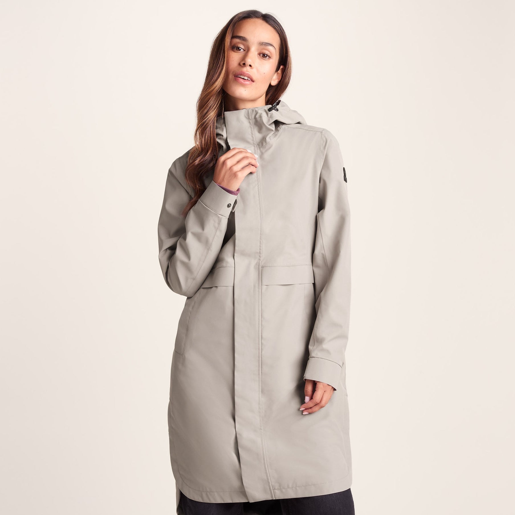 Saunter Womens Long Waterproof Jacket - Dark Taupe