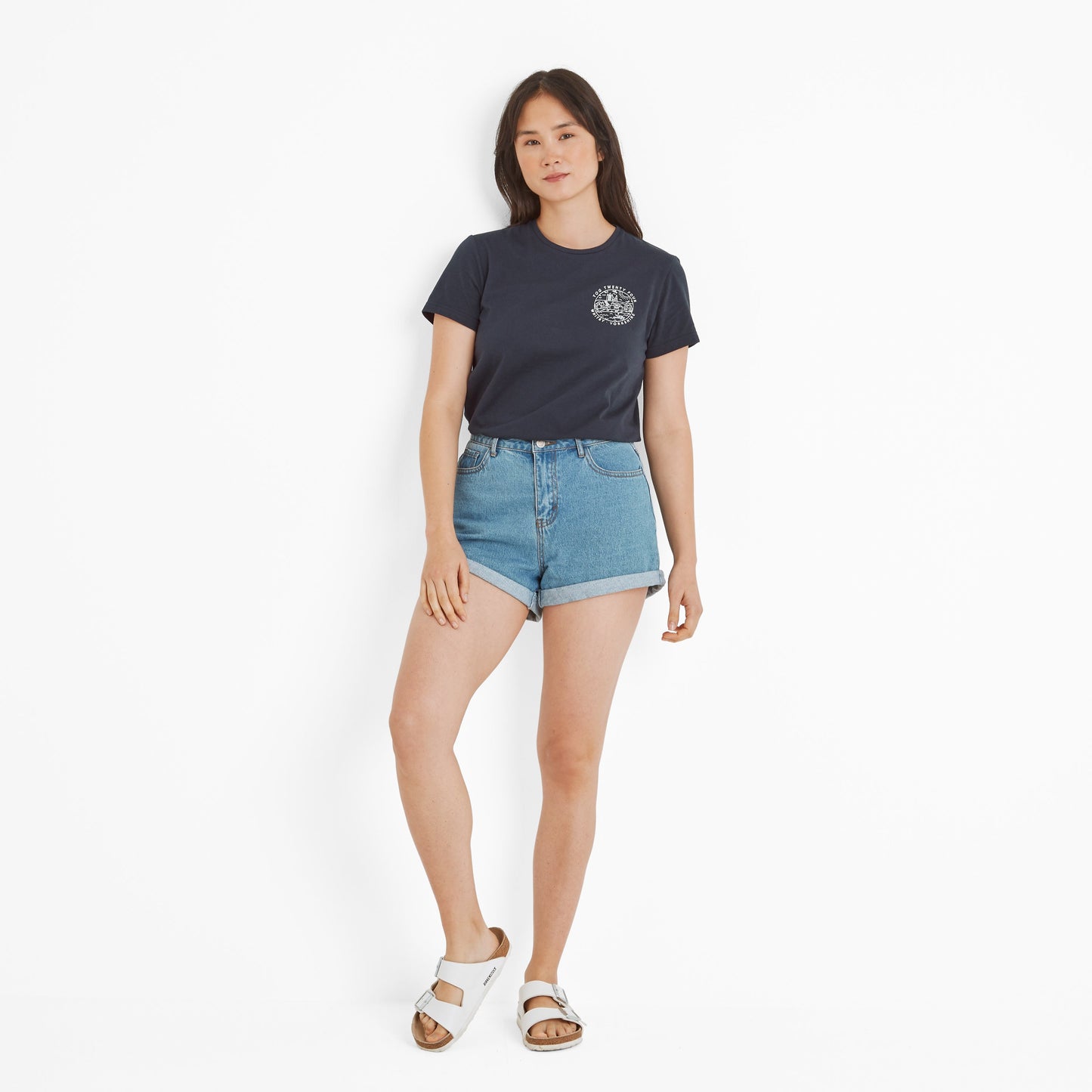 Seaside Womens 100% Cotton T-Shirt - Dark Indigo